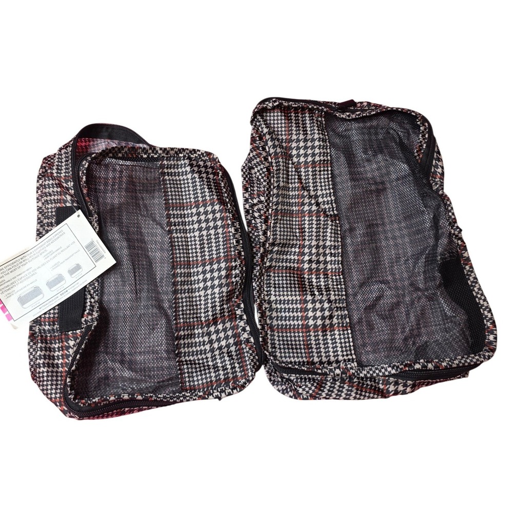 My Tagalongs Packing Pods 3 Piece Set Houndstooth Plaid Travel Luggage Organizer